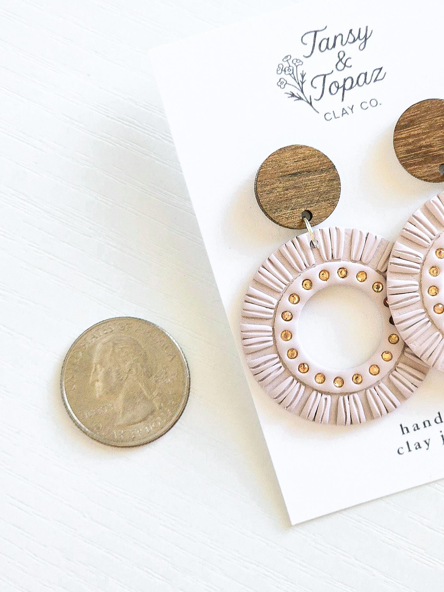 Polymer Clay Earrings: The Joely - Boho Tassels, Rhinestone Jewelry, Oversized Earrings, Wood Post, Fall Jewelry, Gifts for Her