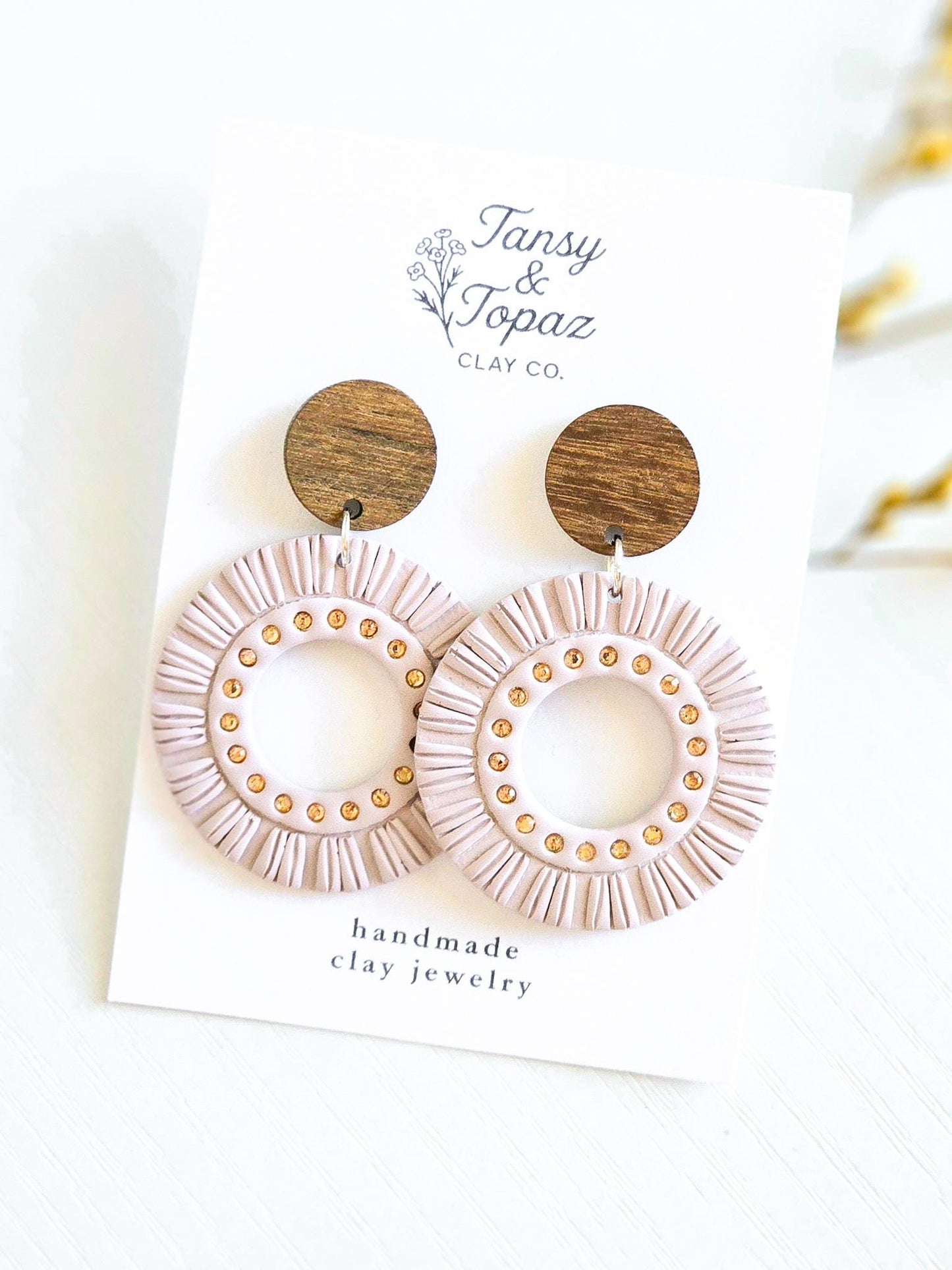 Polymer Clay Earrings: The Joely - Boho Tassels, Rhinestone Jewelry, Oversized Earrings, Wood Post, Fall Jewelry, Gifts for Her